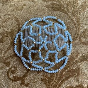 New handmade baby blue beaded kippah judaica